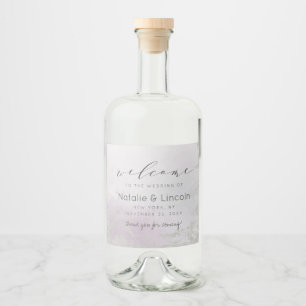 Ombre Lavendel Paarse Zilveren Folie Bruiloft Welk Likeurfles Etiket