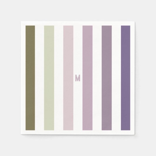 Ombre Lavender Field Strip & Personalized Monogram Servet (Voorkant)