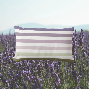 Ombre Lavender Field Stripes Paars & Olive Green Buitenkussen