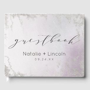 Ombre Light Paars Silver Foil Frosted Wedding Gastenboek