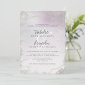 Ombre Light Paars Silver Foil Frosted Wedding Kaart (Staand voorkant)