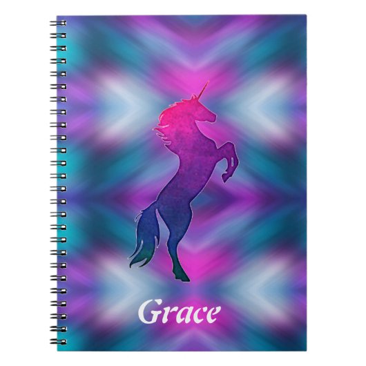Ombre Magical Unicorn Personalized Notitieboek (Voorkant)