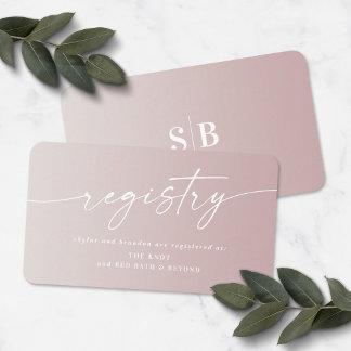 Ombre Mauve & Ivory Wedding Shower-cadeauregistrat Informatiekaartje