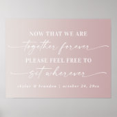 Ombre Mauve Seating Wedding Ceremony Sign Poster (Voorkant)