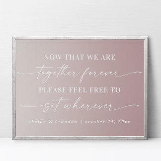 Ombre Mauve Seating Wedding Ceremony Sign Poster