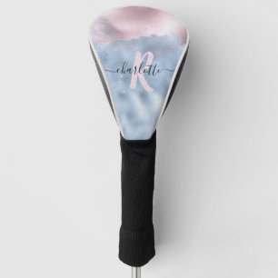 Ombre Monogram Shimmery Roos Gold en Baby Blue Golfheadcover