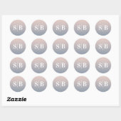 Ombre Monogrammed Light Pink & Dusty Blue Wedding Ronde Sticker (Vel)