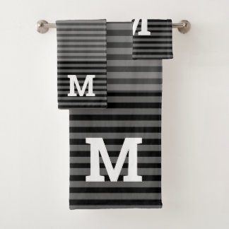 Ombre noir et gris rayé Monogramme