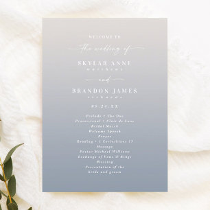 Ombre Off-White & Blue Wedding Ceremony Program Programma