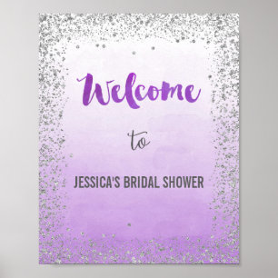 Ombre Paars en Silver Welcome Poster Print