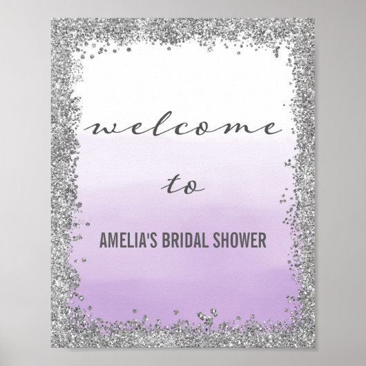 Ombre Paars en Silver Welcome Poster Print (Voorkant)