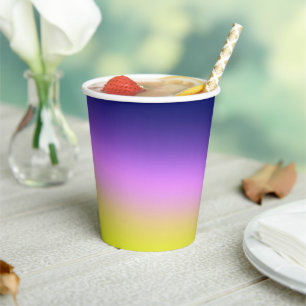 Ombre paars gele lente zomerkleuren papieren bekers