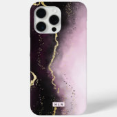 Ombre Paarse Bourgogne met goudmoderne monogram Case-Mate iPhone Case (Achterkant)