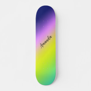 Ombre paarse gele lentzomerkleuren skateboard