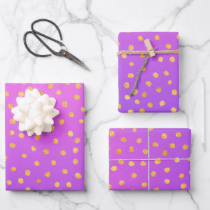 Ombre Paarse Gold Confetti Stippen Inpakpapier Vel