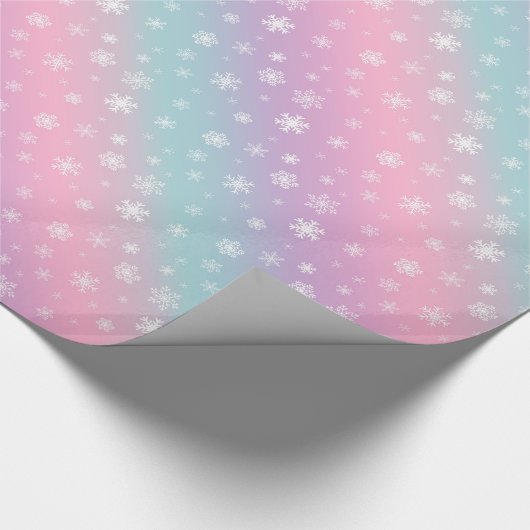 Ombre pasta gradiënt Snowflake kerstFeestdagen Cadeaupapier (Hoek)