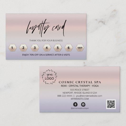 *~* Ombre Pastel Dank u dat u QR LOGO beloont Klantenkaartje (Voorkant / Achterkant)