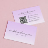 Ombre Pastel Paarse Script QR Code Visitekaartje