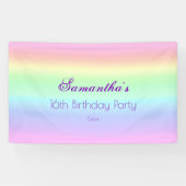  Ombre Pastel Regenboog 16e Verjaardagsfeest Spandoek (Horizontaal)