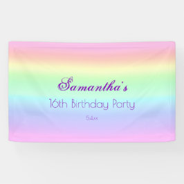  Ombre Pastel Regenboog 16e Verjaardagsfeest Spandoek