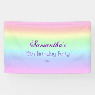  Ombre Pastel Regenboog 16e Verjaardagsfeest Spandoek
