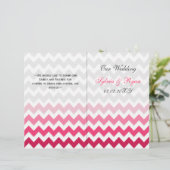Ombre Pink Chevron plié programme de mariage (Debout devant)