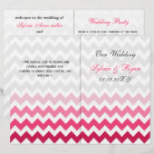 Ombre Pink Chevron vouded Wedding Programme (Voorkant / Achterkant)