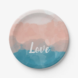 Ombre Pink en Blue Love Graceful Gradient Papieren Bordje