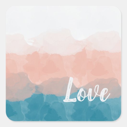 Ombre Pink en Blue Love Graceful Gradient Vierkante Sticker (Voorkant)