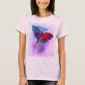 Ombre Pink en Paarse Waterverf Butterfly T-shirt (Voorkant)