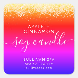 Ombre Pink Paars Glitter Soy Candle Label