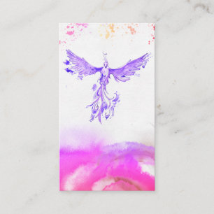 *~* Ombre Pink Violet Peach Feathers Phoenix Visitekaartje