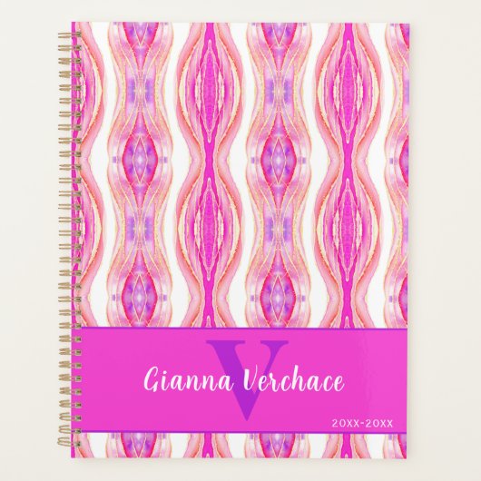 Ombre Pinks Purples en Gouden Geode Agaat Planner (Voorkant)