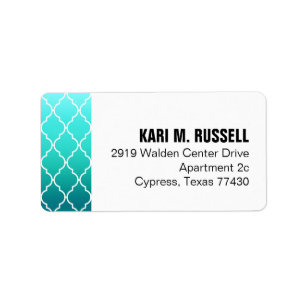 Ombre Quatrefoil Geometrische Mailing   Aqua Pool Etiket