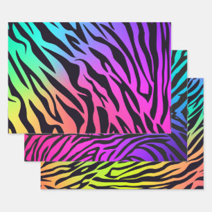 Ombre Rainbow Tiger Print Inpakpapier Vel