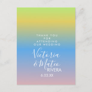 Ombre Regenboog Geel Blauw Roze Trouw Dank U Briefkaart