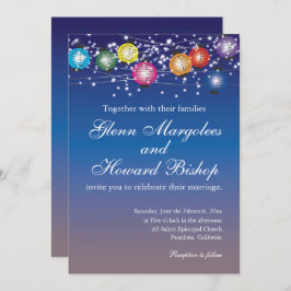 Ombre regenboog lantaarns bruiloft uitnodiging