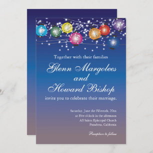 Ombre regenboog lantaarns bruiloft uitnodiging