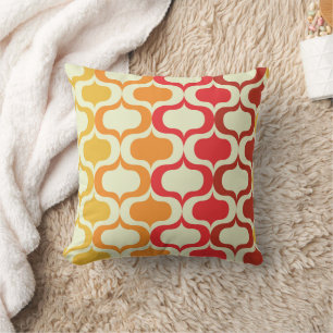 Ombre Retro Ogee in Oranje, Tangerine en Rood Kussen