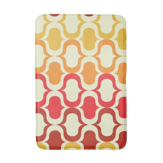 Ombre Retro Ogee in Sinaasappel, mandarijn en rood Badmat (Voorkant Verticaal)