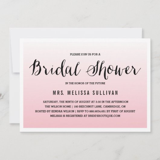 Ombre rose | Invitation de douche nuptiale (Devant)