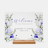 Ombre Royal Blue Ivory Floral Mariage Bienvenue (Recto)