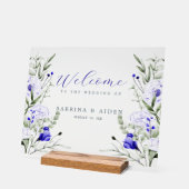 Ombre Royal Blue Ivory Floral Mariage Bienvenue (Angle)