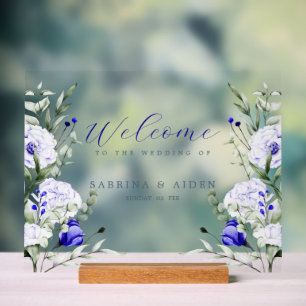 Ombre Royal Blue Ivory Floral Mariage Bienvenue
