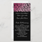 ombre roze en Black Swirling Border Wedding Programma (Voorkant / Achterkant)