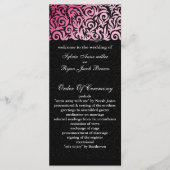 ombre roze en Black Swirling Border Wedding Programma (Voorkant)