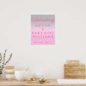 Ombre Roze en Silver Baby shower Welkome Poster (Keuken)