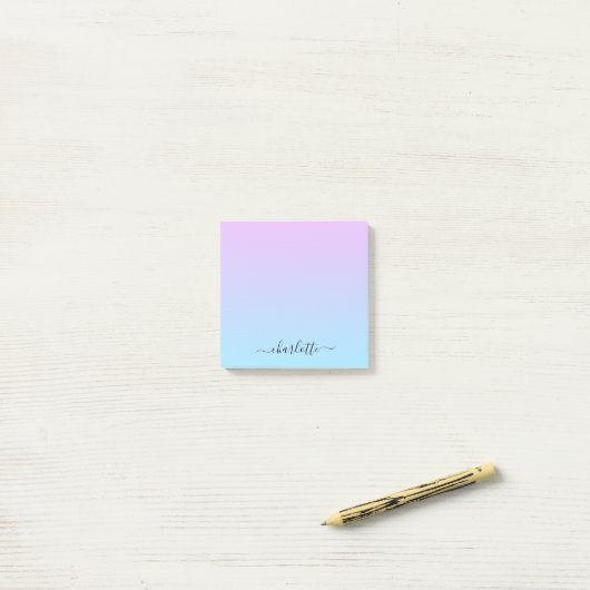 Ombré Roze en Turquoise Gradient Post-it® Notes (Op bureau)