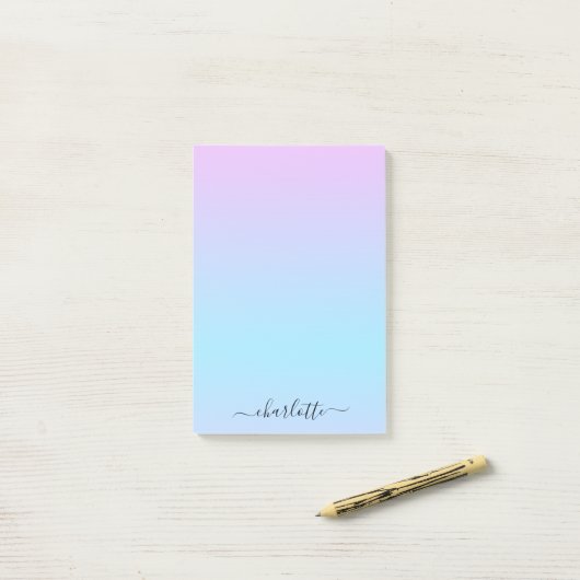 Ombré Roze en Turquoise Gradient Post-it® Notes (Op bureau)