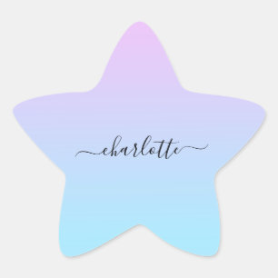 Ombré Roze en Turquoise Gradiënt Ster Sticker